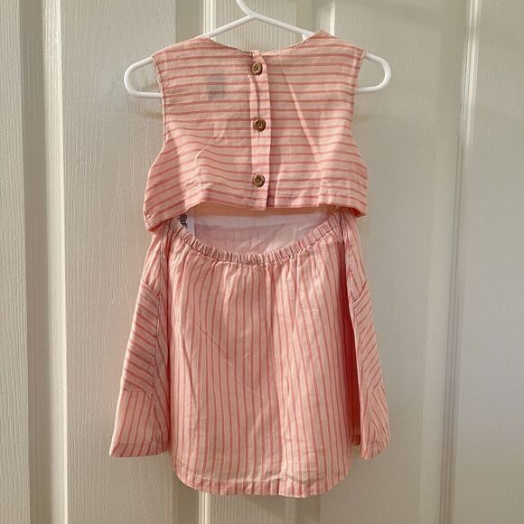 Old Navy Girls Pink Striped Open Back Dress Pockets Cotton Girls Size 2T NWT - Picture 8 of 12